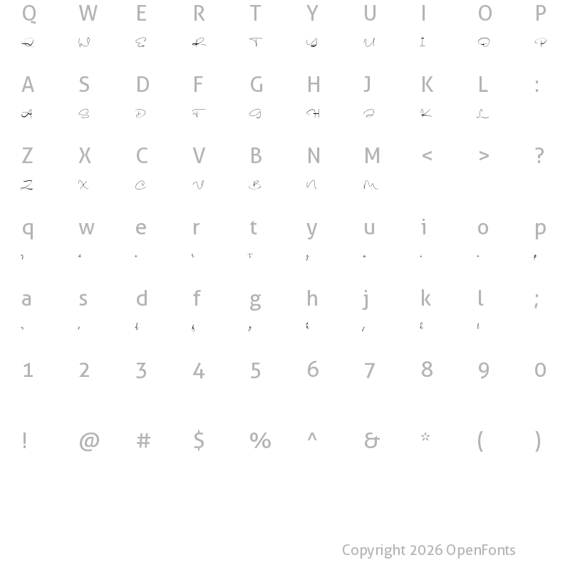 Character Map of Rusty Cellair Free Font Regular