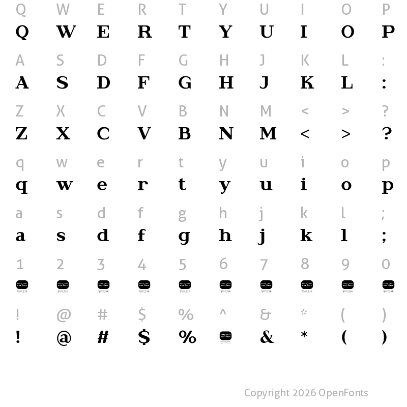 Character Map of Rutex Regular