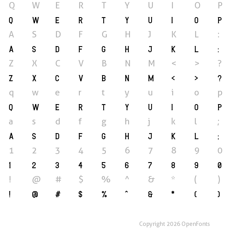 Character Map of Rutheride Regular