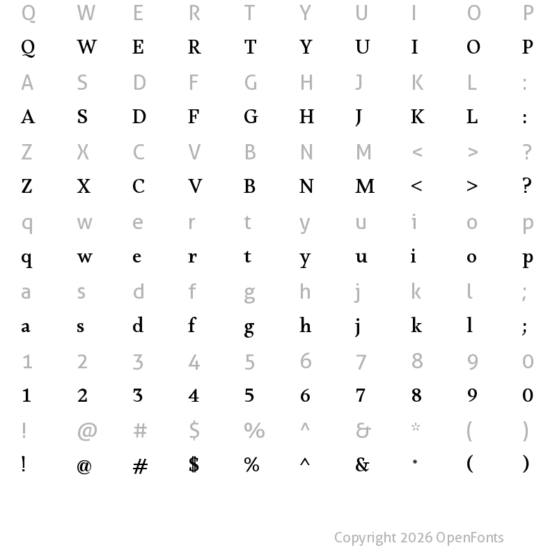 Character Map of Ruwudu Medium
