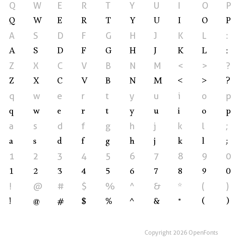 Character Map of Ruwudu Regular
