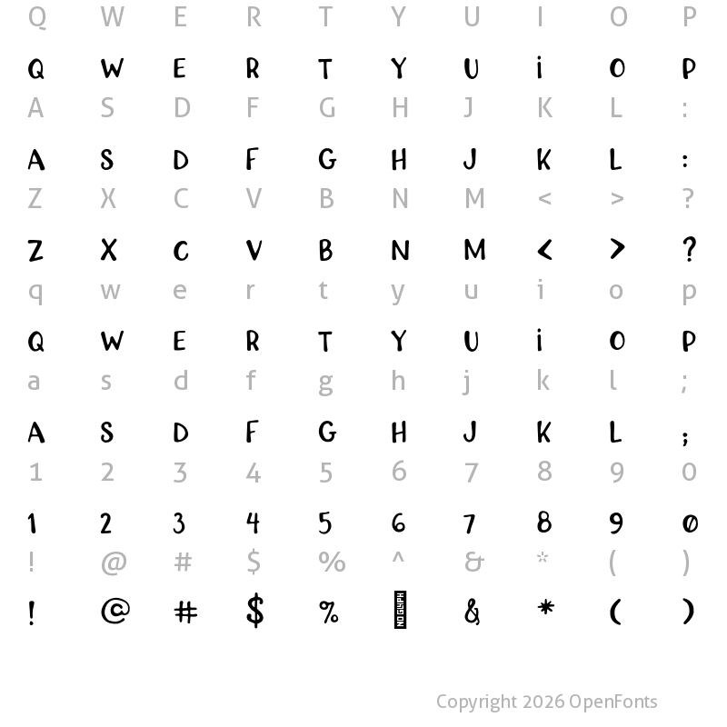 Character Map of RWA Honeydew Regular