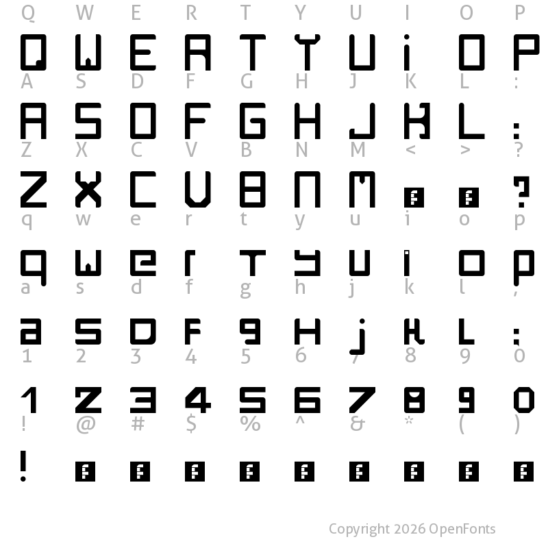 Character Map of rzrarti Regular