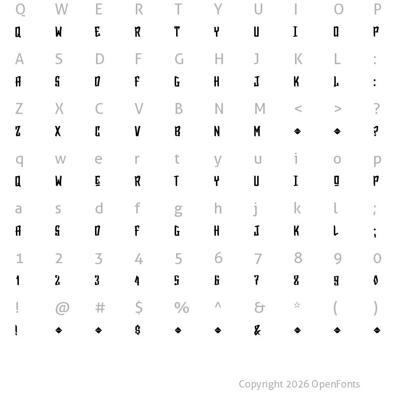 Character Map of SA BlackTop DEMO Regular
