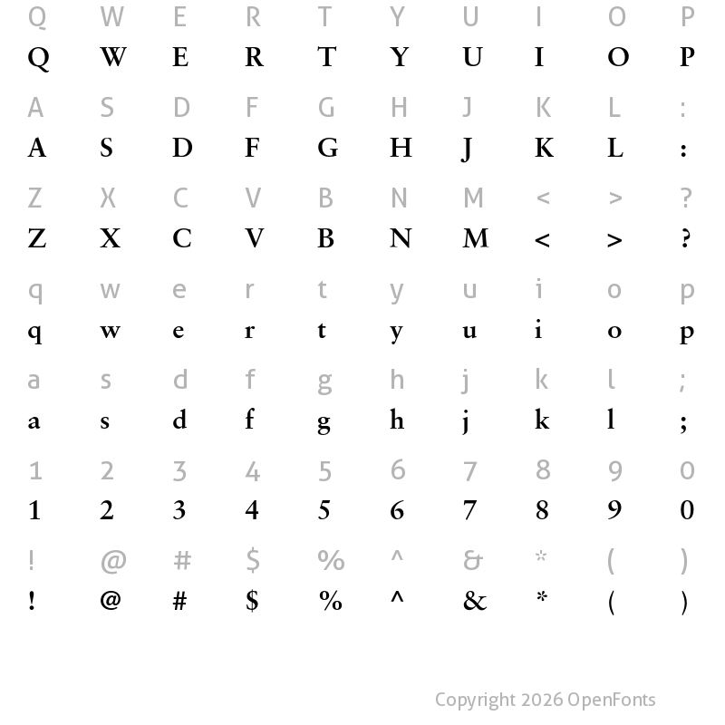 Character Map of Sabon LT Pro Bold