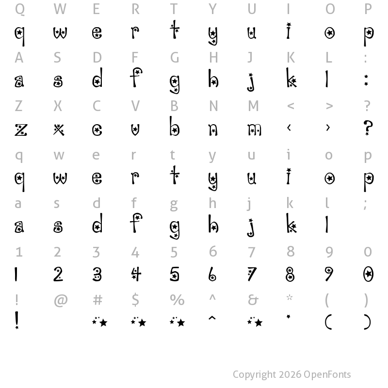 Character Map of sabrina Regular
