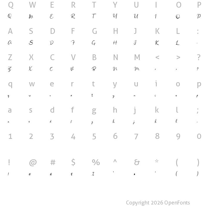 Character Map of Sacreditty Regular