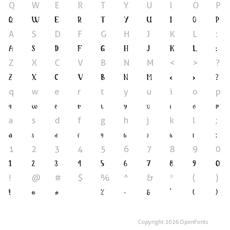 Character Map of Sacrifice Regular