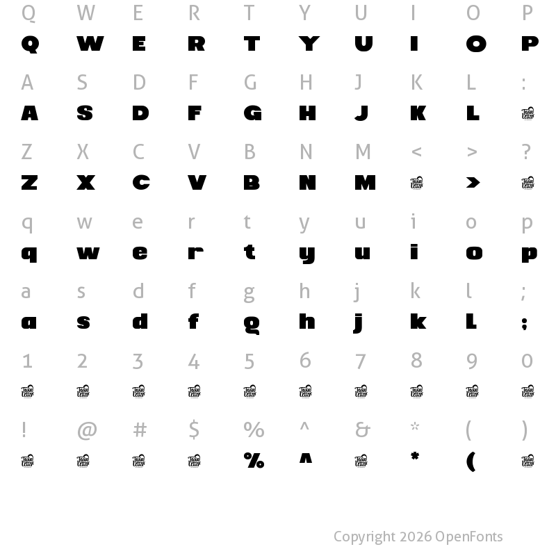 Character Map of Sadyan Personal Use Black