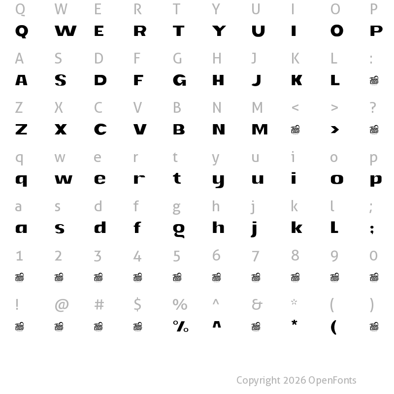 Character Map of Sadyan Personal Use Thin