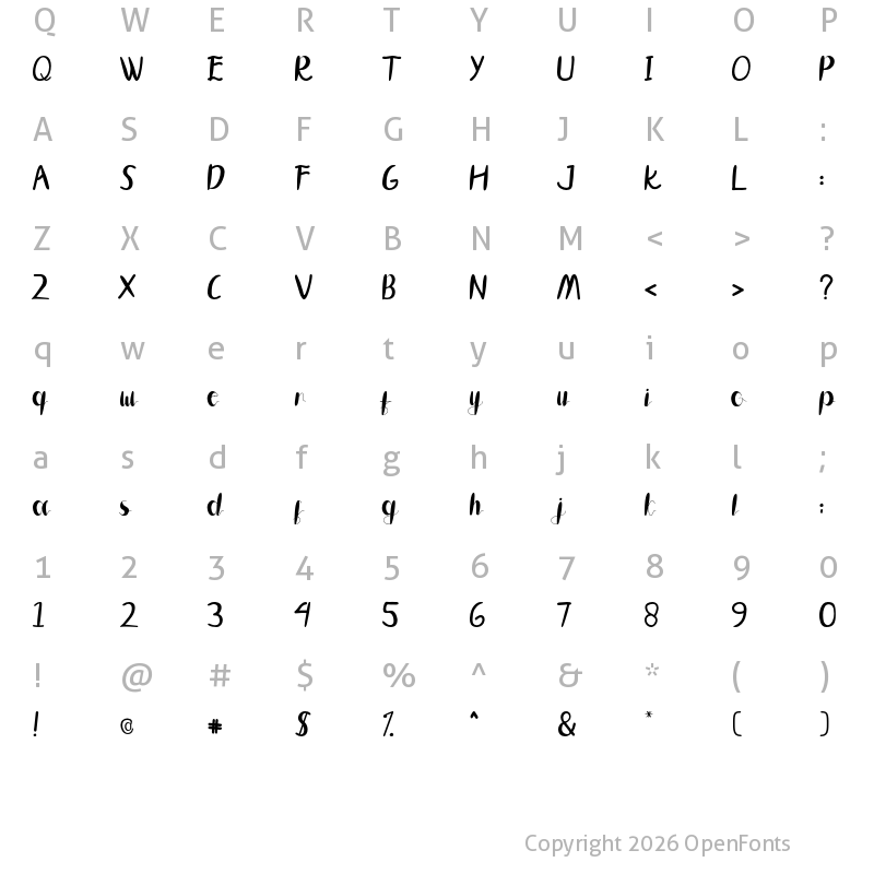 Character Map of Saganta Regular