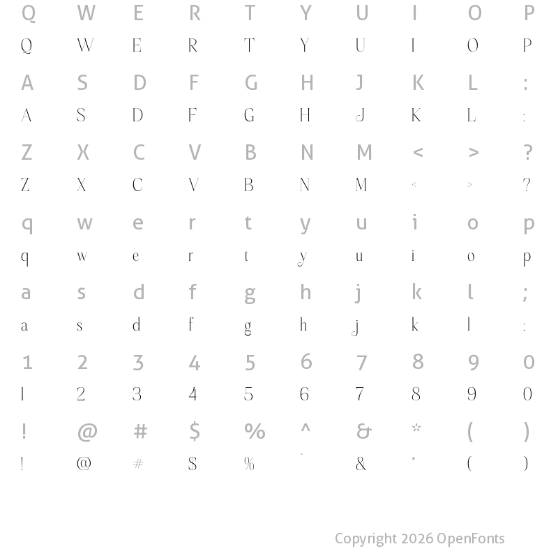 Character Map of Sageffine Regular
