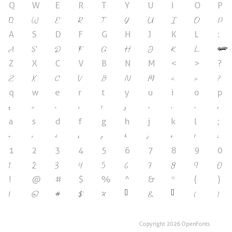 Character Map of Saintine Regular