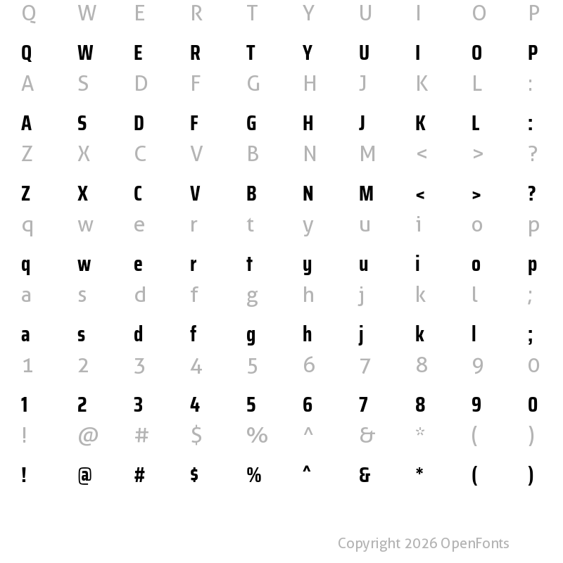 Character Map of Saira Condensed Bold