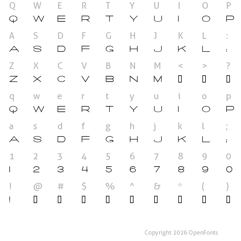 Character Map of Salaryman Regular