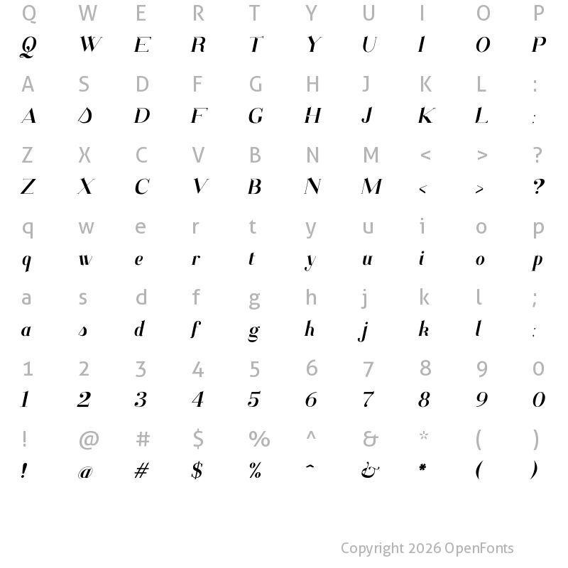 Character Map of Salesmanio Light