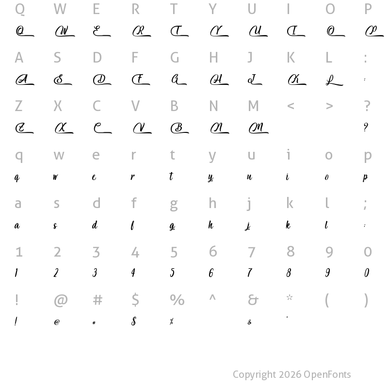 Character Map of Salmon White - Personal Use Regular