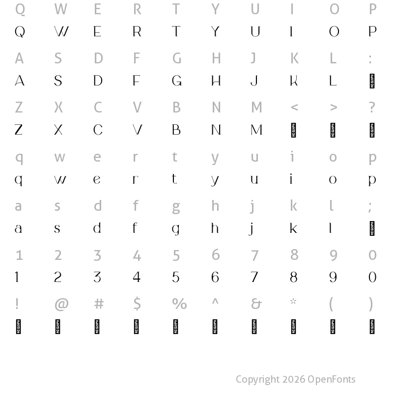 Character Map of Salosendo Personal Use Regular
