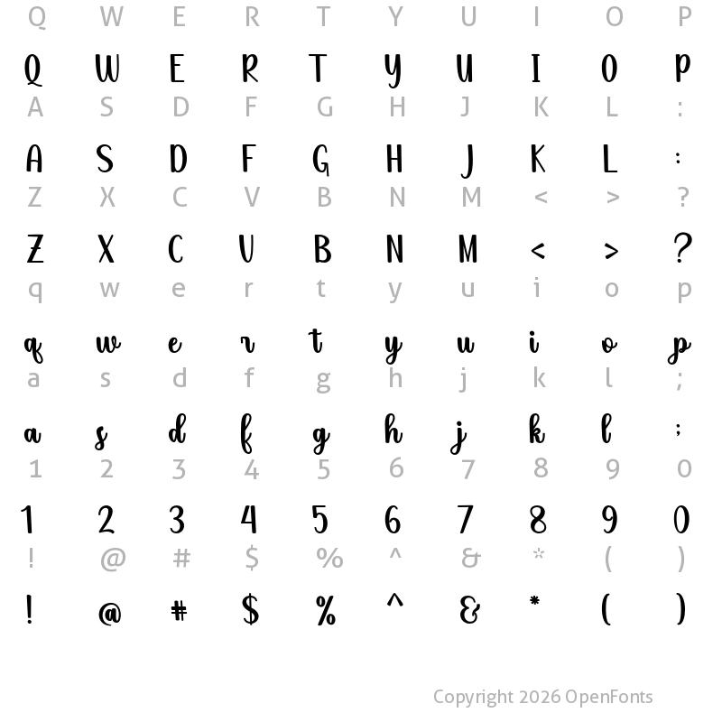 Character Map of Salsabela Regular