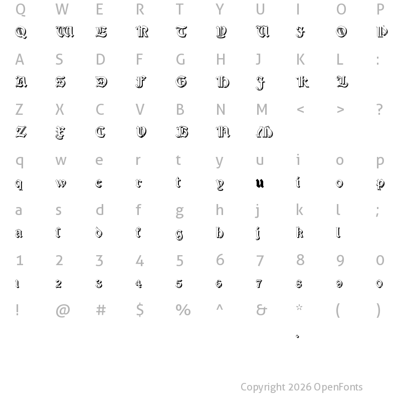 Character Map of Salterio Shadow Two Regular
