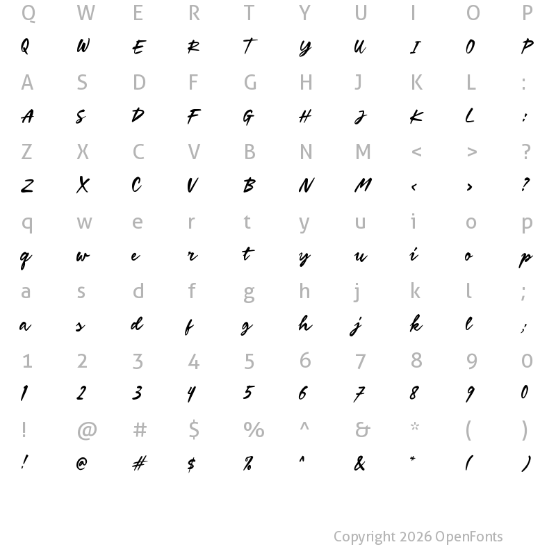 Character Map of Saltire Demo Regular
