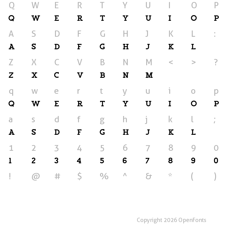 Character Map of Salveation Slab Regular