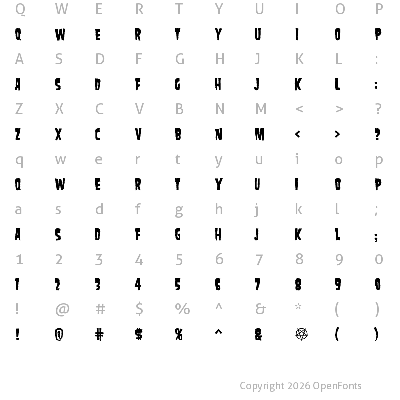 Character Map of SamdanEvil Regular