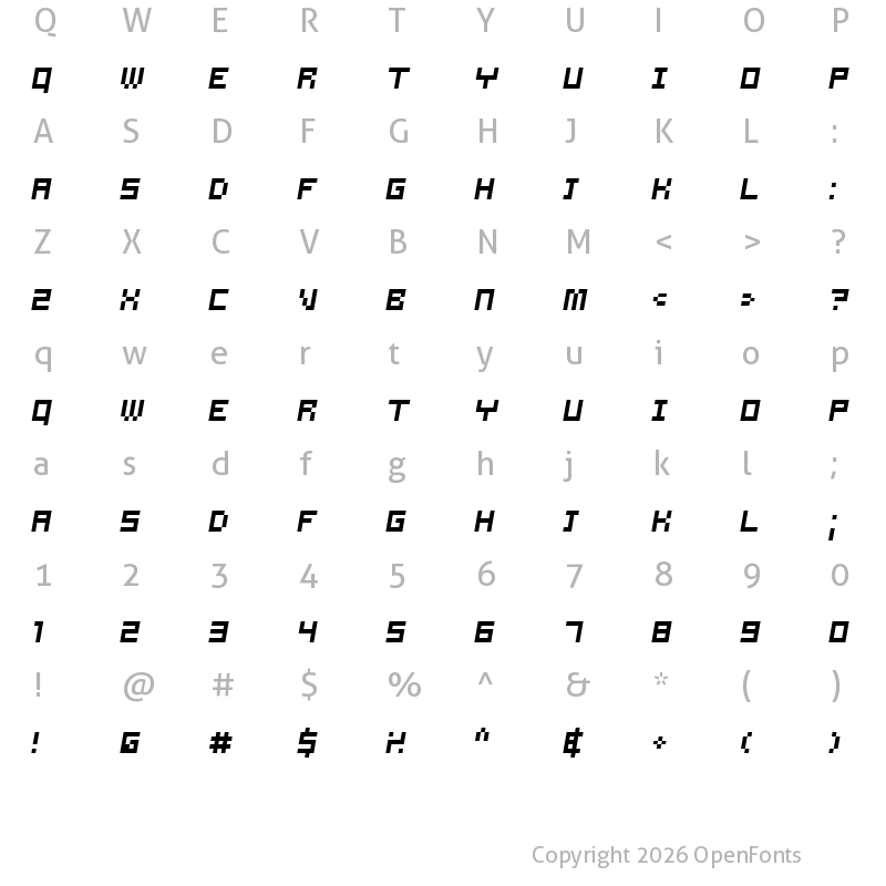 Character Map of Samson Oblique