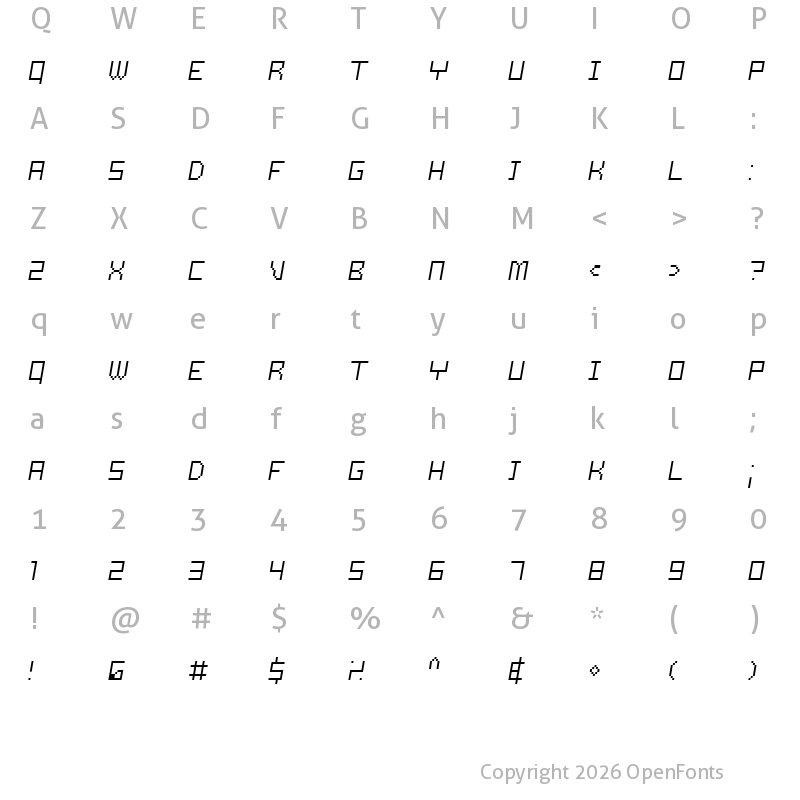 Character Map of Samson ThinOblique