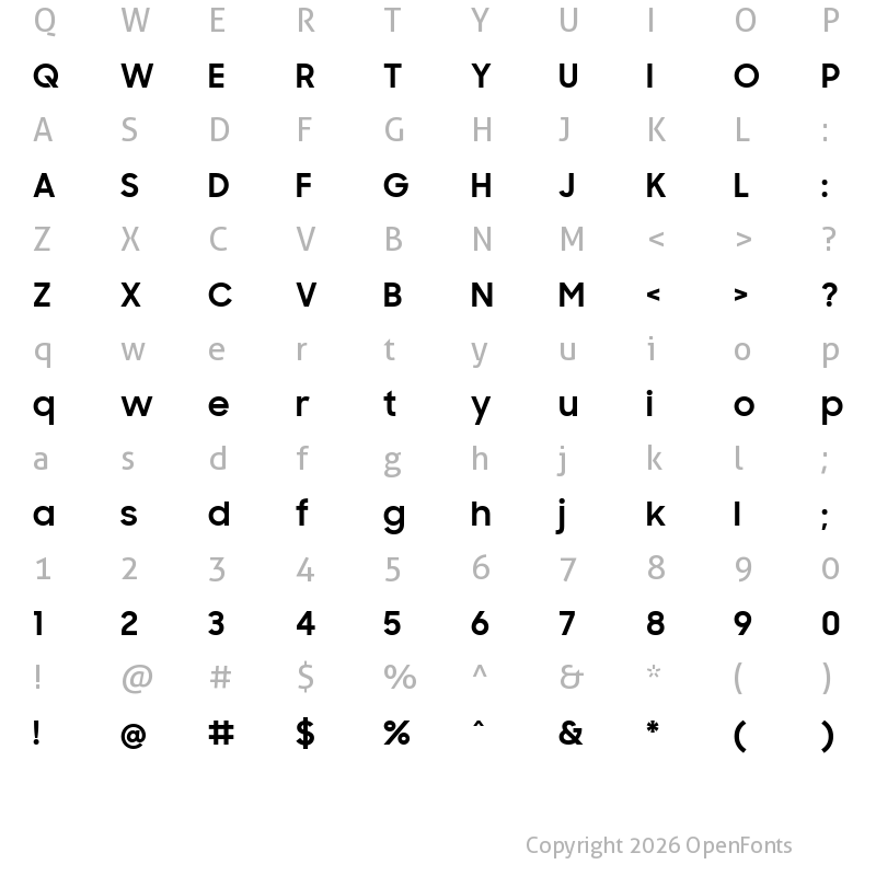 Character Map of Samsung Sharp Sans Bold