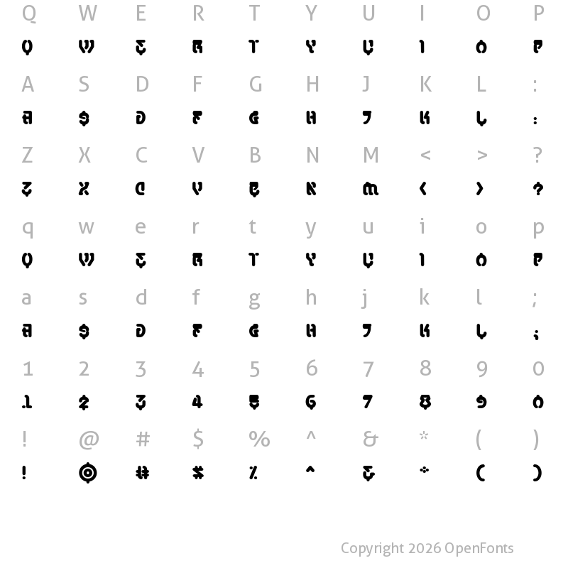 Character Map of SamuraiCabCo BB Regular
