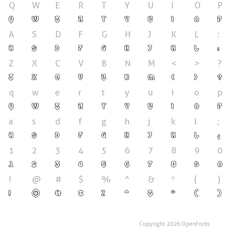 Character Map of SamuraiCabCo Outline BB Regular