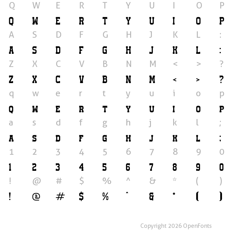 Character Map of SAN ANDREAS Regular