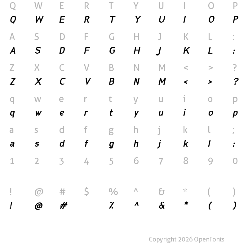 Character Map of San Frediano Bold Italic