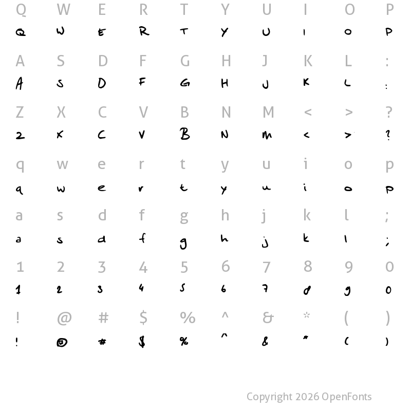 Character Map of Sander's Scribble Medium
