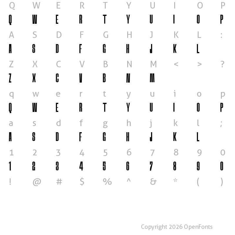 Character Map of SANGSIE Regular