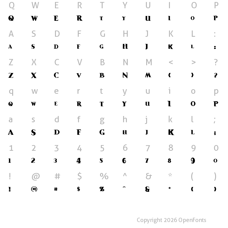 Character Map of Sanitarium BB Regular
