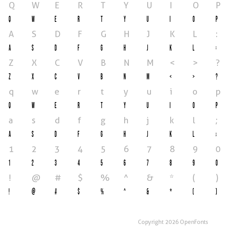 Character Map of Sans Fransisco Semi Bold