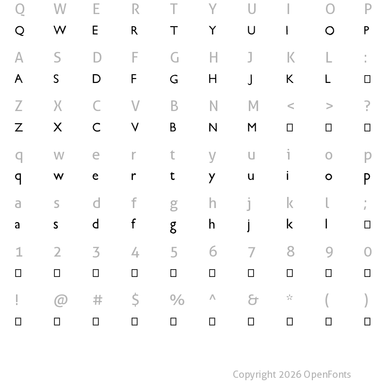 Character Map of Sans Guilt DB Medium