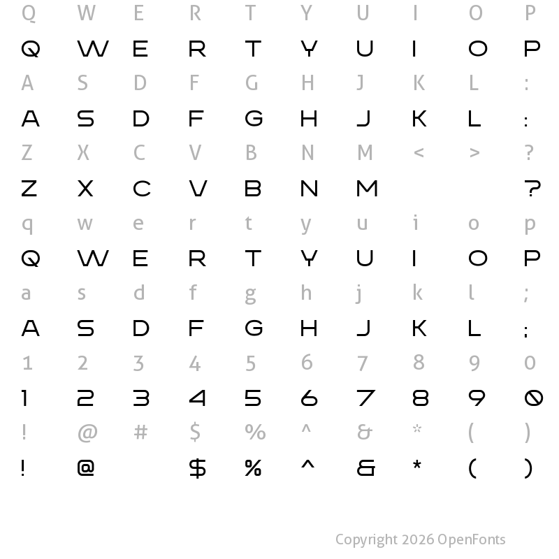 Character Map of Sanset Regular