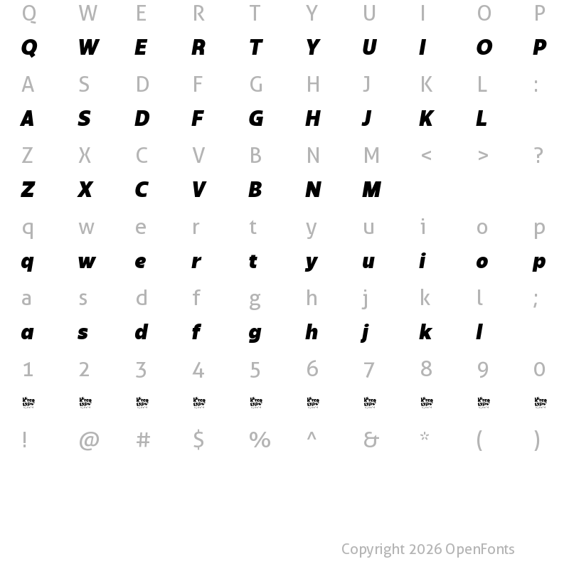 Character Map of Sanshiro Demo Black Italic