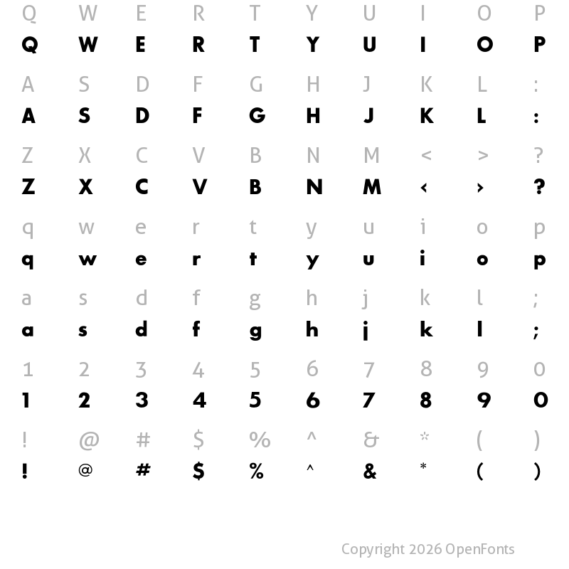Character Map of SansSerifBldFLF Medium