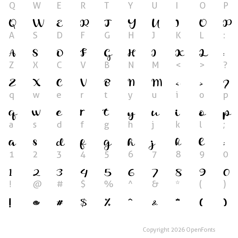 Character Map of Santa Delight Regular