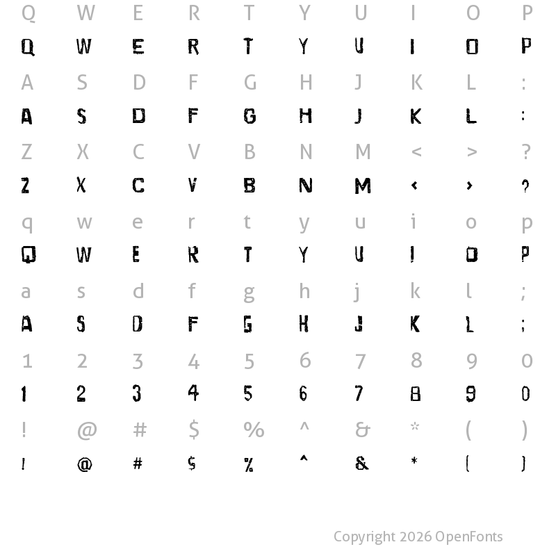 Character Map of Santa Gravita Regular