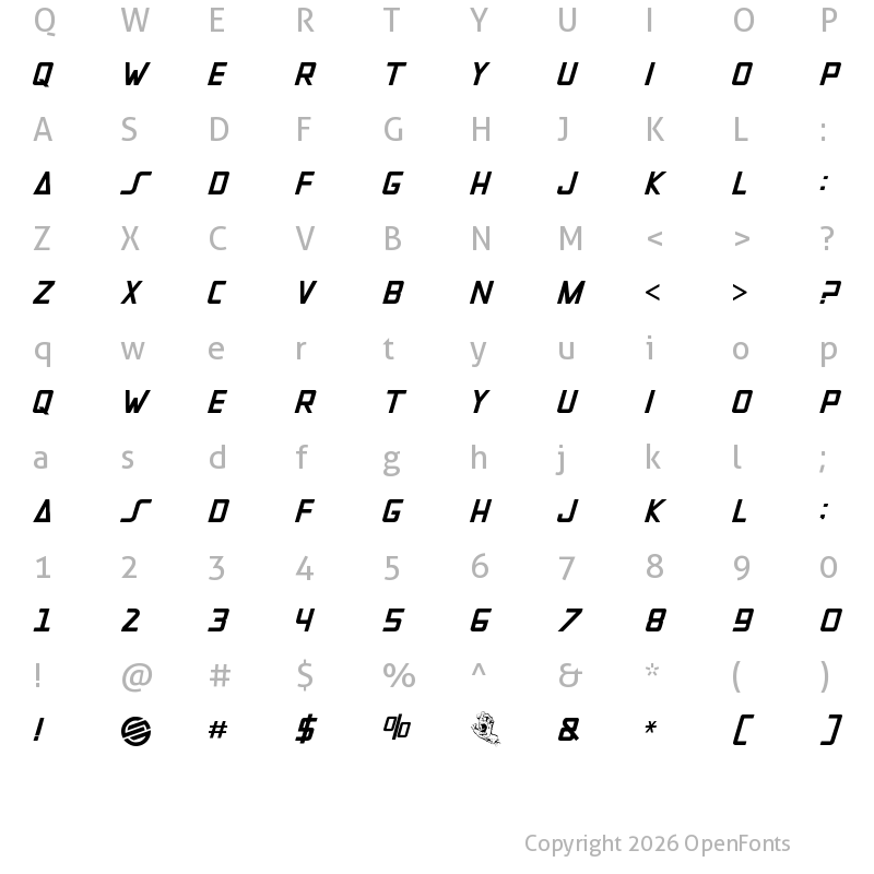 Character Map of santacarla_black Regular