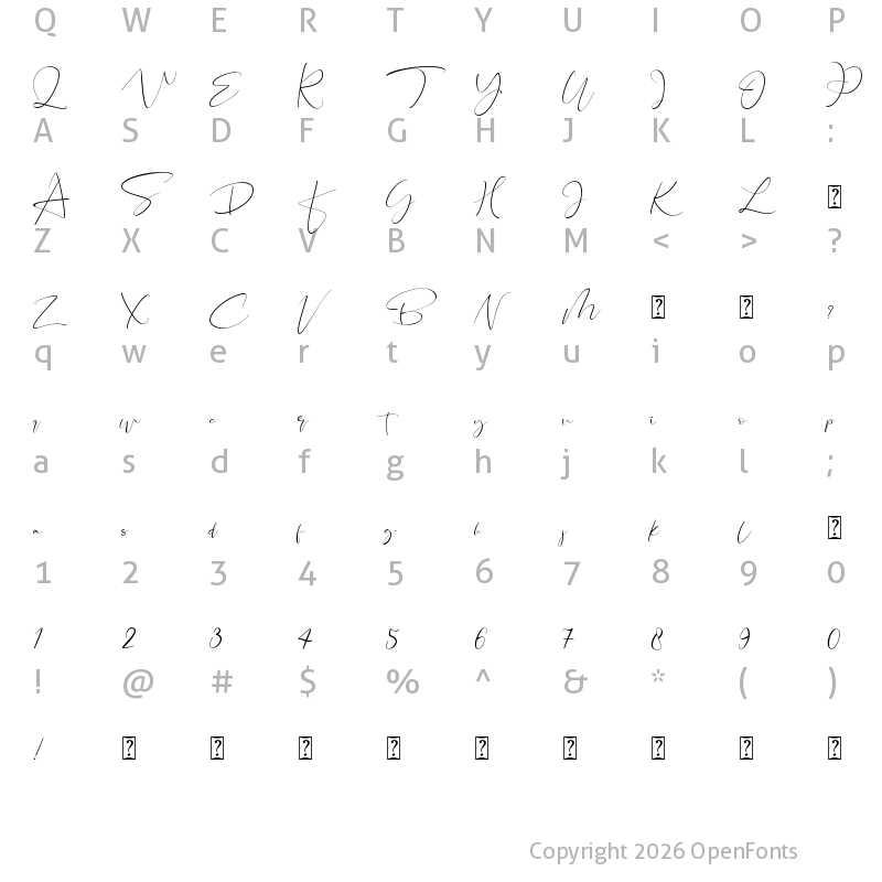 Character Map of Santeria Signature Regular