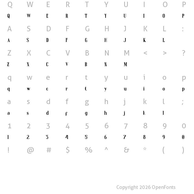 Character Map of Santhoria Demo Regular