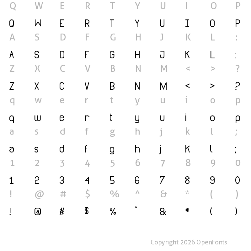 Character Map of Santiago Sans St Regular
