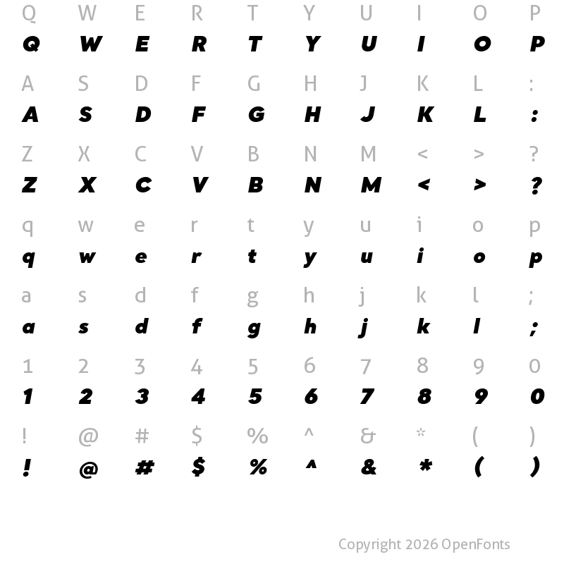 Character Map of Santral-UltraItalic ?