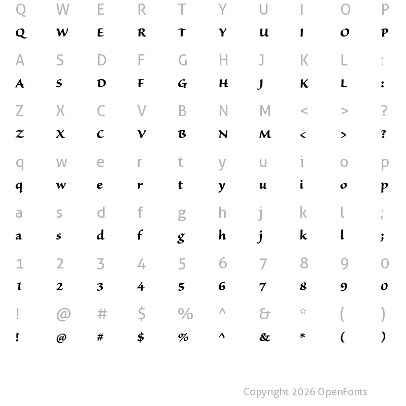 Character Map of Sanvito Pro Caption Bold